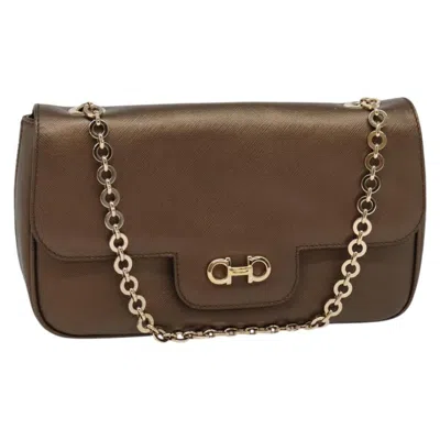 Pre-owned Ferragamo Gancini Chain Shoulder Bag Leather Leather Shoulder Bag Bag () In Brown
