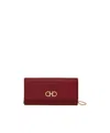 Ferragamo Gancini Leather Wallet On Chain In Red