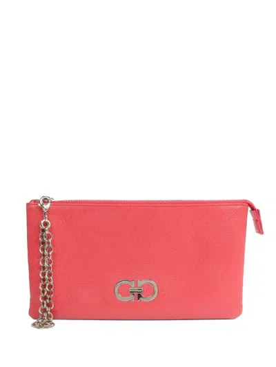 Pre-owned Ferragamo Gancini Chain-link Wallet In Pink