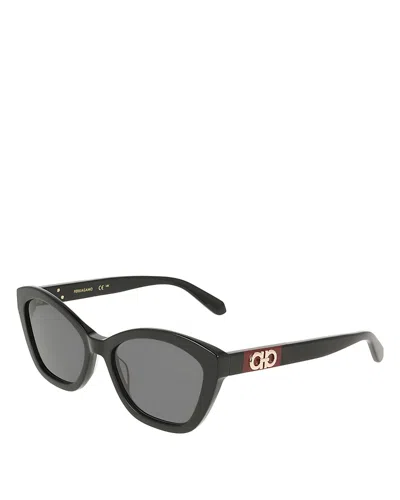 Ferragamo Gancini Charm Cat Eye Sunglasses, 55mm In Black