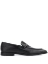 Ferragamo Buckle Detail Leather Sole Round Toe Loafers In Black