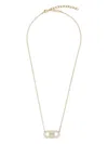 Ferragamo Crystal Embellished Gancini Pendant Necklace In Gold