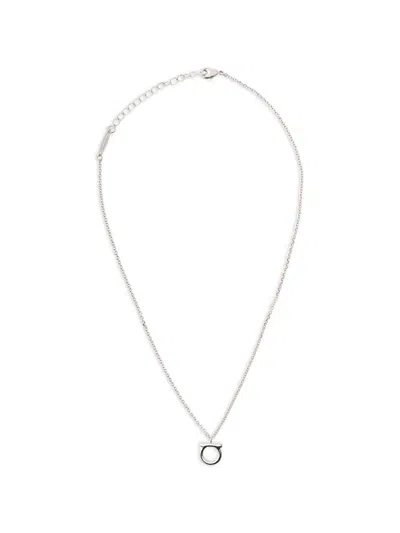 Ferragamo Gancini Charm Necklace In White