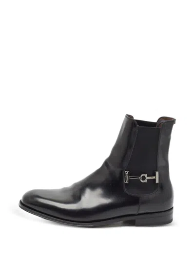 Pre-owned Ferragamo Gancini Chelsea Boots In Black