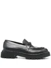 Ferragamo Gancini Chunky Leather Loafers In Black