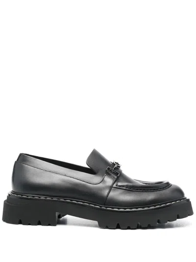 FERRAGAMO FERRAGAMO GANCINI CHUNKY LEATHER LOAFERS