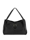 Ferragamo Gancini-clasp Calfskin Shoulder Bag In Black