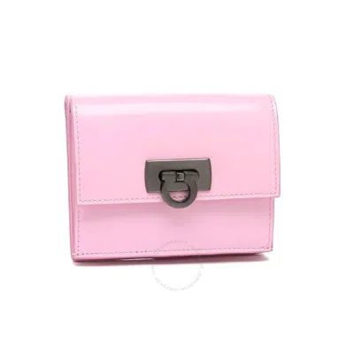 Ferragamo Gancini Clasp Compact Wallet In Pink