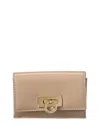 Ferragamo Salvatore  Gancini Clasp Credit Card Holder In Beige