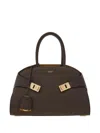 Ferragamo Gancini Clasp Leather Tote Bag In Brown
