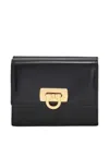 Ferragamo Gancini Clasp Leather Wallet In Black