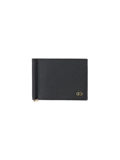 Ferragamo Gancini Clip Wallet In Black