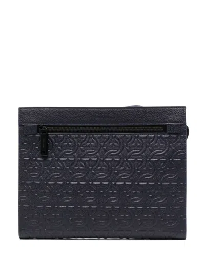 Ferragamo Gancini Clutch Bag In Blue