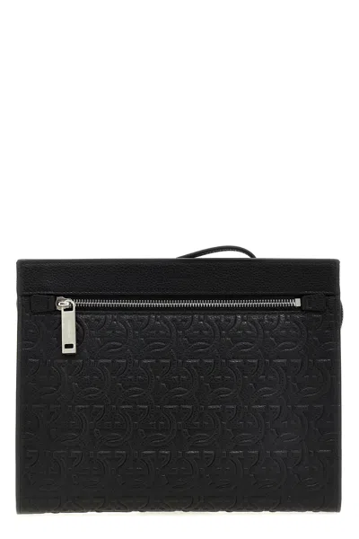 Ferragamo 'gancini' Clutch In Black