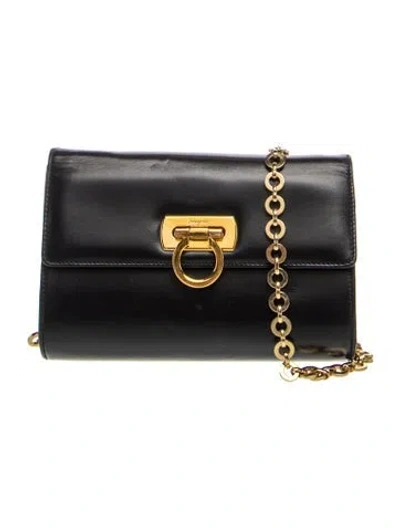 Pre-owned Ferragamo Gancini Clutch In Black