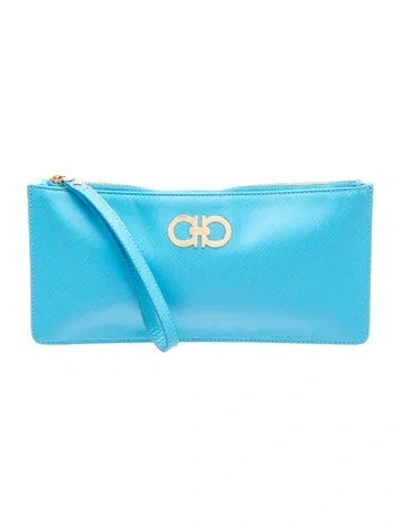 Pre-owned Ferragamo Gancini Clutch In Blue