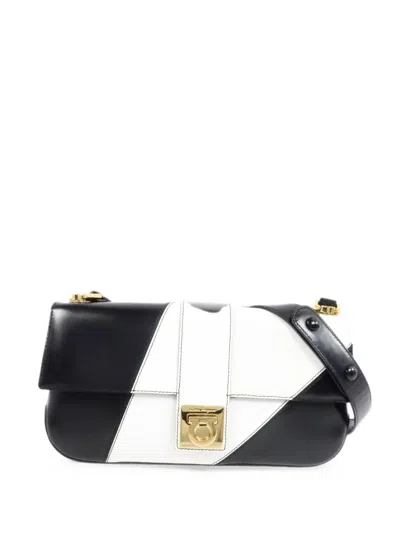 Pre-owned Ferragamo Gancini Colour-block Shoulder Bag In Black