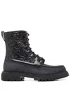 Ferragamo Gancini Combat Boots In Black