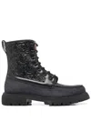Ferragamo Gancini Combat Boots In Multi