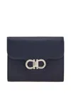 Ferragamo Gancini Compact Calfskin Wallet In Blue