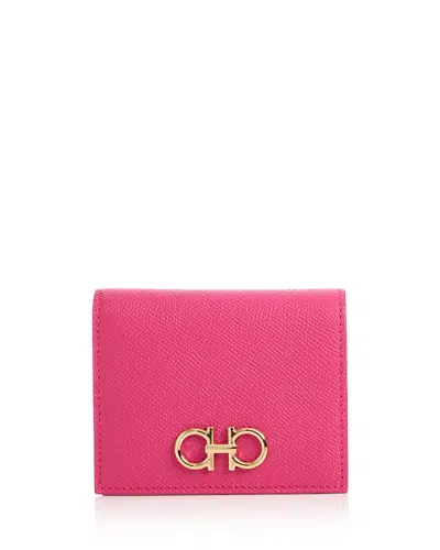 Ferragamo Gancini Compact Leather Bifold Wallet In Pink