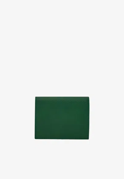 Ferragamo Gancini Compact Leather Wallet In Forest Green