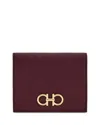 Ferragamo Gancini Compact Leather Wallet In Purple