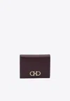 Ferragamo Gancini Compact Leather Wallet In Purple