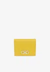 Ferragamo Gancini Compact Leather Wallet In Yellow