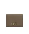 Ferragamo Gancini Compact Wallet In Brown