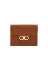 Ferragamo Gancini Compact Wallet In Brown