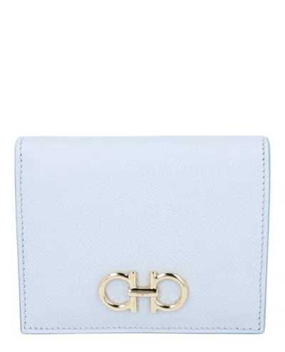 Ferragamo Gancini Compact Wallet In Blue