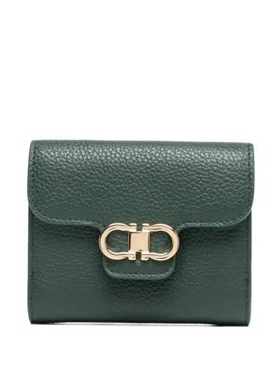 Ferragamo Gancini Compact Wallet In Green
