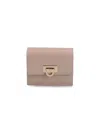 Ferragamo Gancini Compact Wallet In Beige