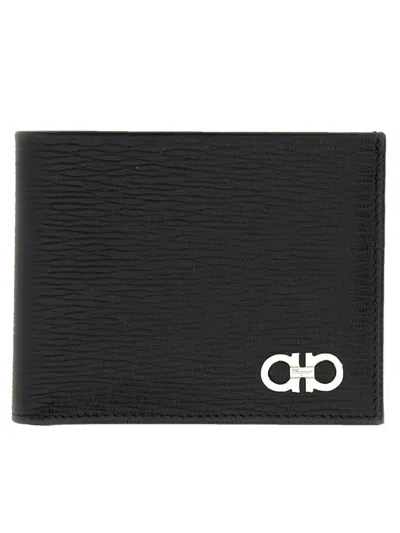 Ferragamo Gancini Compact Wallet In Black