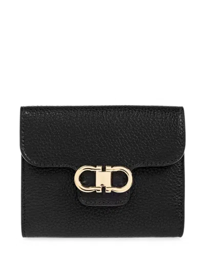 Ferragamo Gancini Compact Wallet In Black