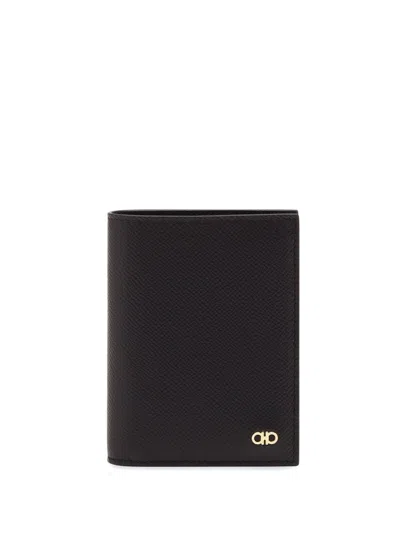 Ferragamo Gancini Compact Wallet In Black