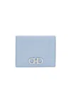 Ferragamo Compact Wallet Textured Finish In Blue