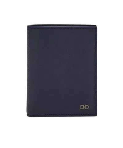 Ferragamo Gancini Compact Wallet In Blue