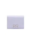 Ferragamo French Bi-fold Wallet In Grained Leather In Blue