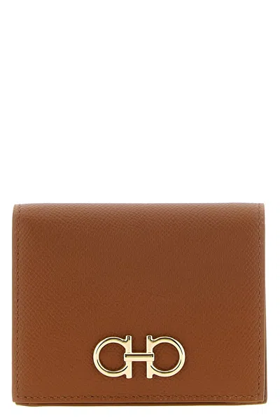 Ferragamo Gancini Compact Wallet In Brown