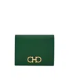 Ferragamo Gancini Compact Leather Wallet In Green