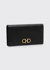 Ferragamo Woman Gancini Wallet With Chain In Black