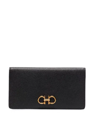 Ferragamo Gancini Leather Wallet In Blue