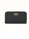 Ferragamo Continental Zip Around Gancini Wallet In Black