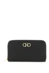 Ferragamo 'giove' Black Wallet With Gancini On The Front In Black