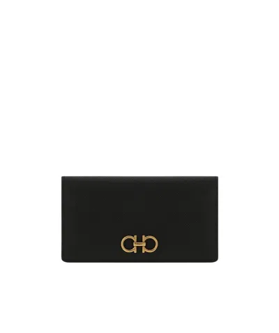Ferragamo Gancini Continental Wallet In Black