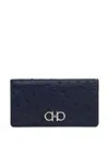 Ferragamo Gancini Continental Wallet In Blue