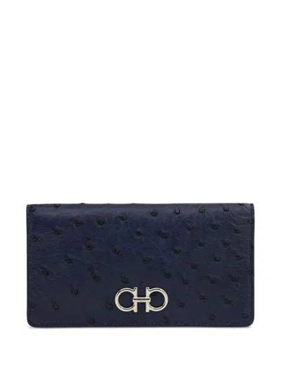 Ferragamo Gancini Continental Wallet In Blue