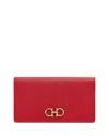 Ferragamo Gancini Continental Wallet In Lipstick/gold